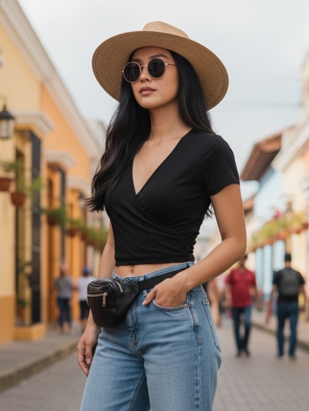 Vetior Black Wrap Crop Top